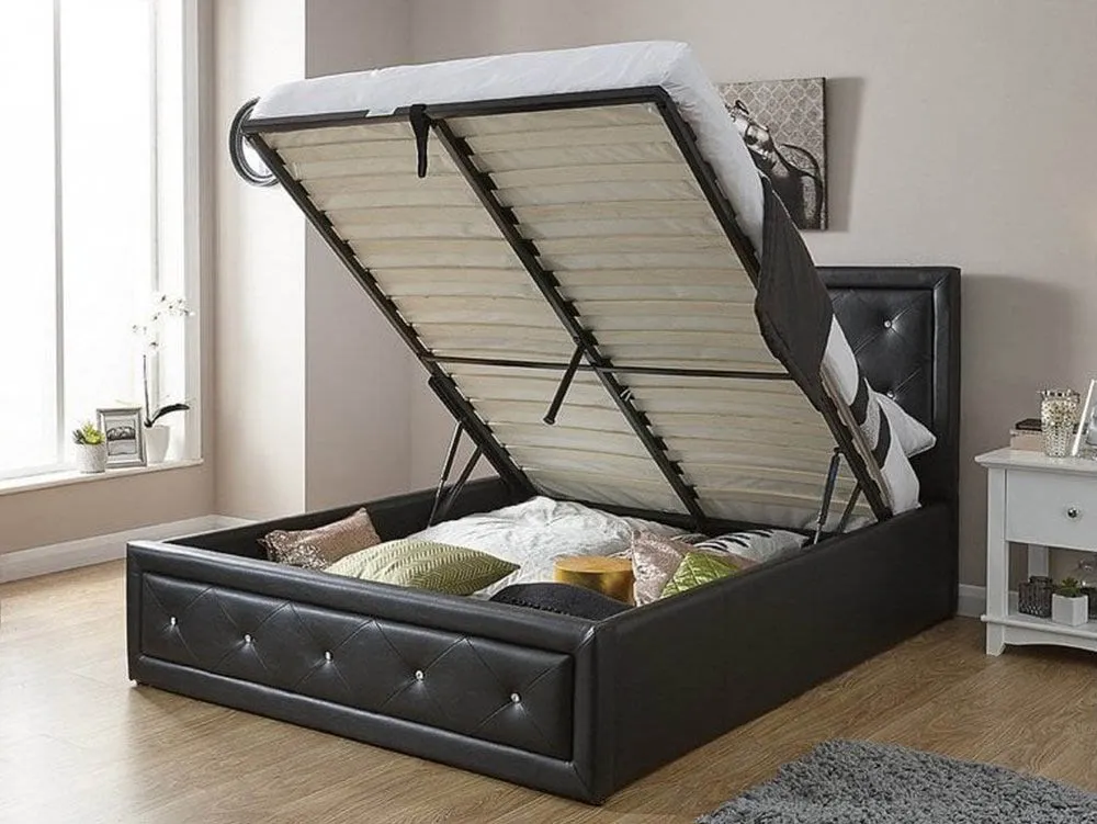 GFW GFW Hollywood Black Faux Leather Ottoman Bed Frame