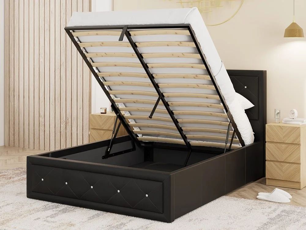 GFW GFW Hollywood Black Faux Leather Ottoman Bed Frame