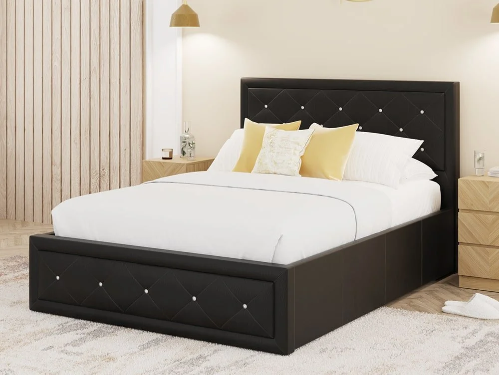 GFW GFW Hollywood Black Faux Leather Ottoman Bed Frame