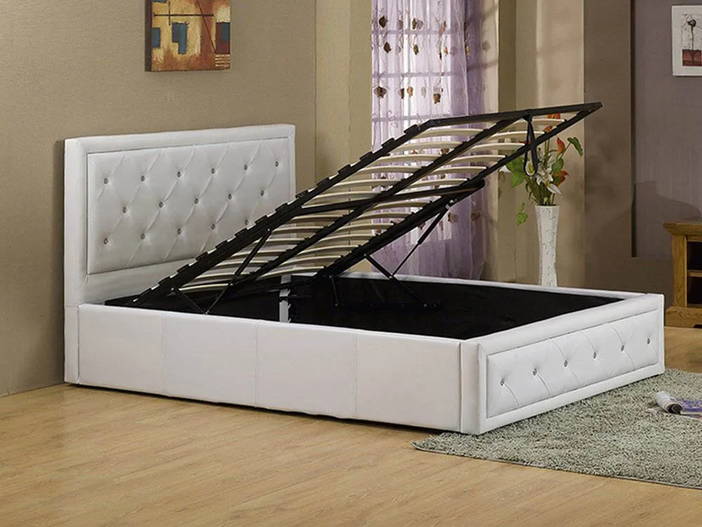 GFW GFW Hollywood White Faux Leather Ottoman Bed Frame