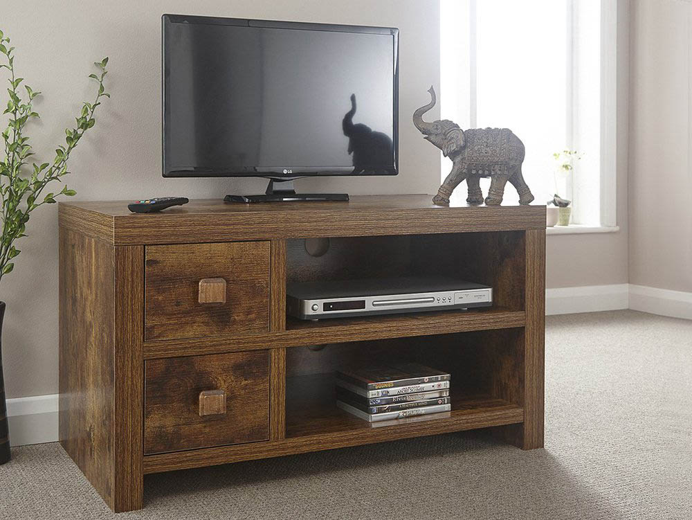 GFW GFW Jakarta Mango Wood Effect 2 Drawer TV Cabinet (Flat Packed)
