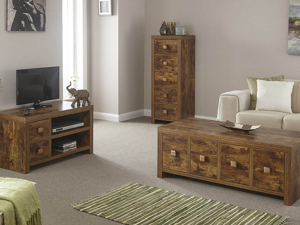 GFW GFW Jakarta Mango Wood Effect Corner 3 Drawer TV Cabinet (Flat Packed)