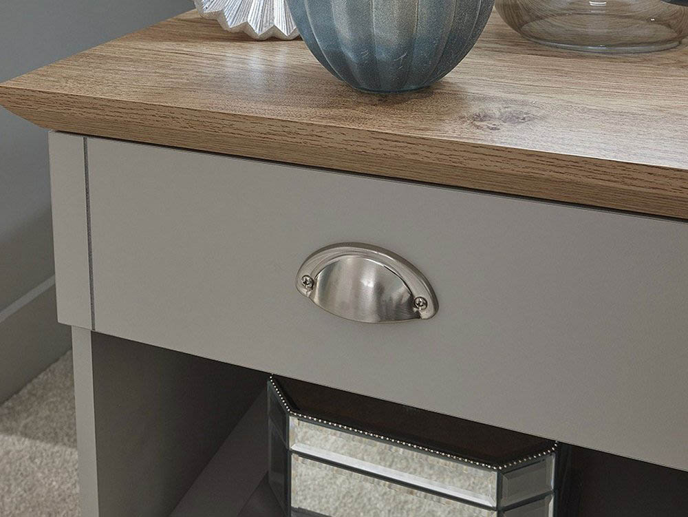 GFW GFW Kendal Light Grey and Oak 1 Drawer Bedside Cabinet (Flat Packed)