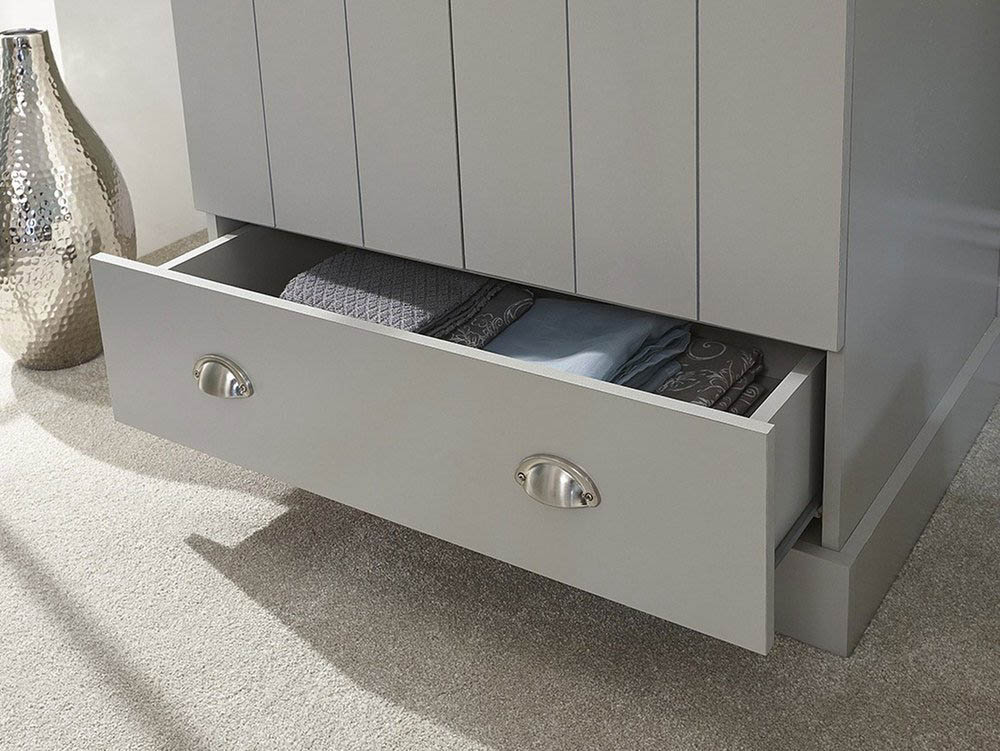GFW GFW Kendal Light Grey and Oak 2 Door 1 Drawer Wardrobe (Flat Packed)
