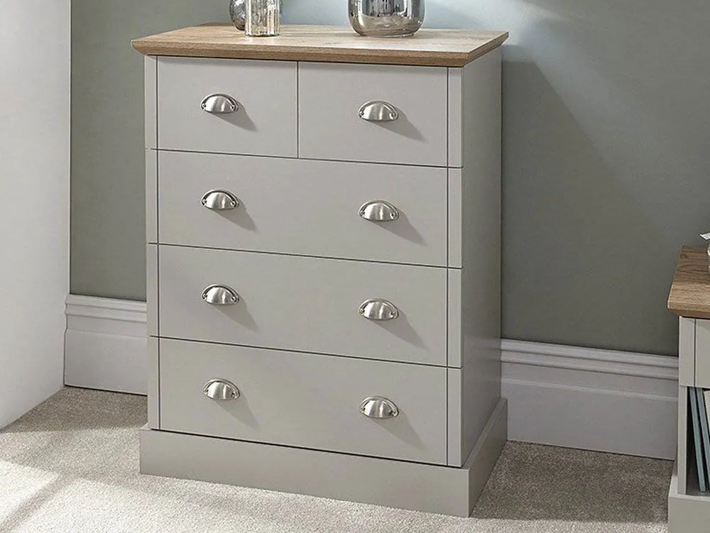 GFW GFW Kendal Light Grey and Oak 2+3 Drawer Chest of Drawers