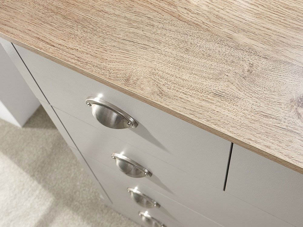 GFW GFW Kendal Light Grey and Oak 2+3 Drawer Chest of Drawers (Flat Packed)