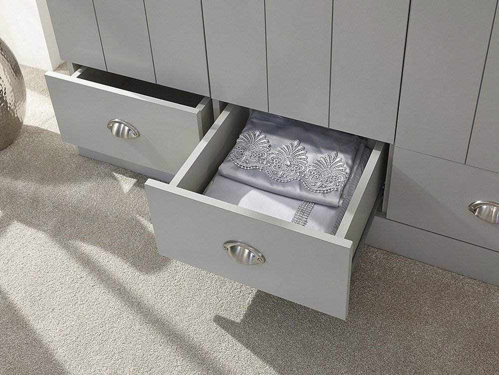 GFW GFW Kendal Light Grey and Oak 3 Door 3 Drawer Wardrobe (Flat Packed)