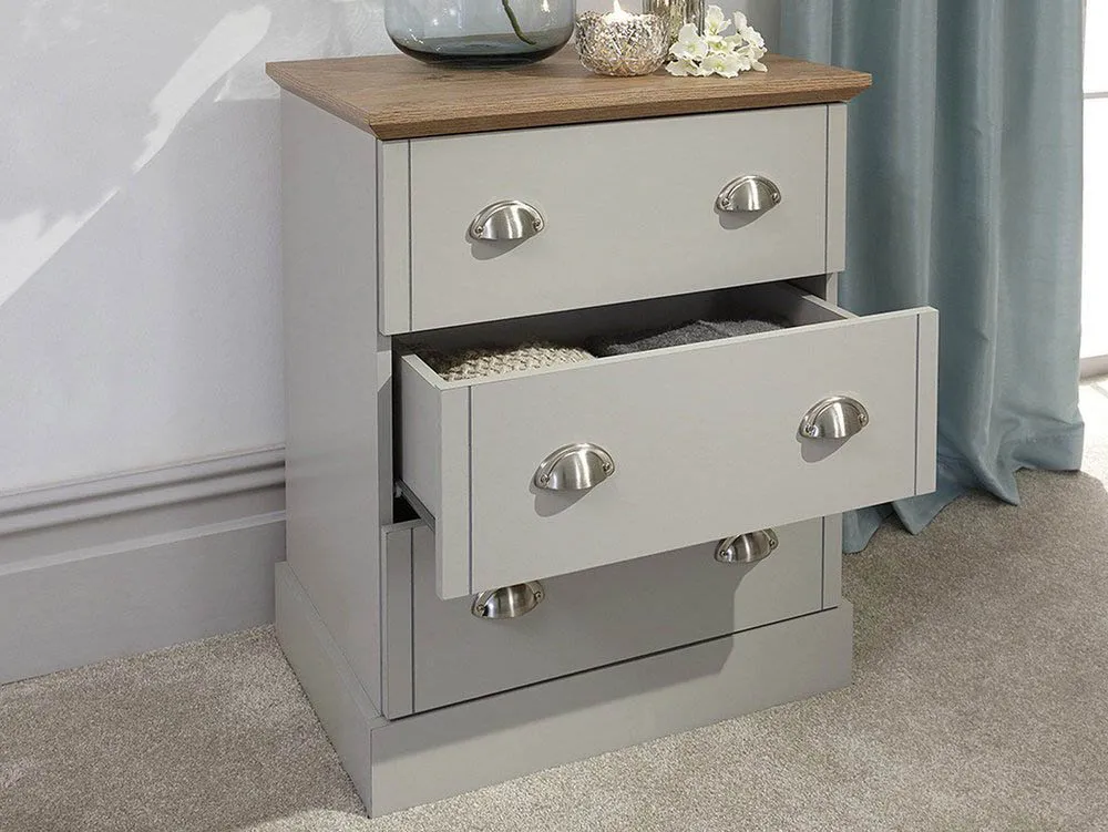 GFW GFW Kendal Light Grey and Oak 3 Drawer Chest of Drawers