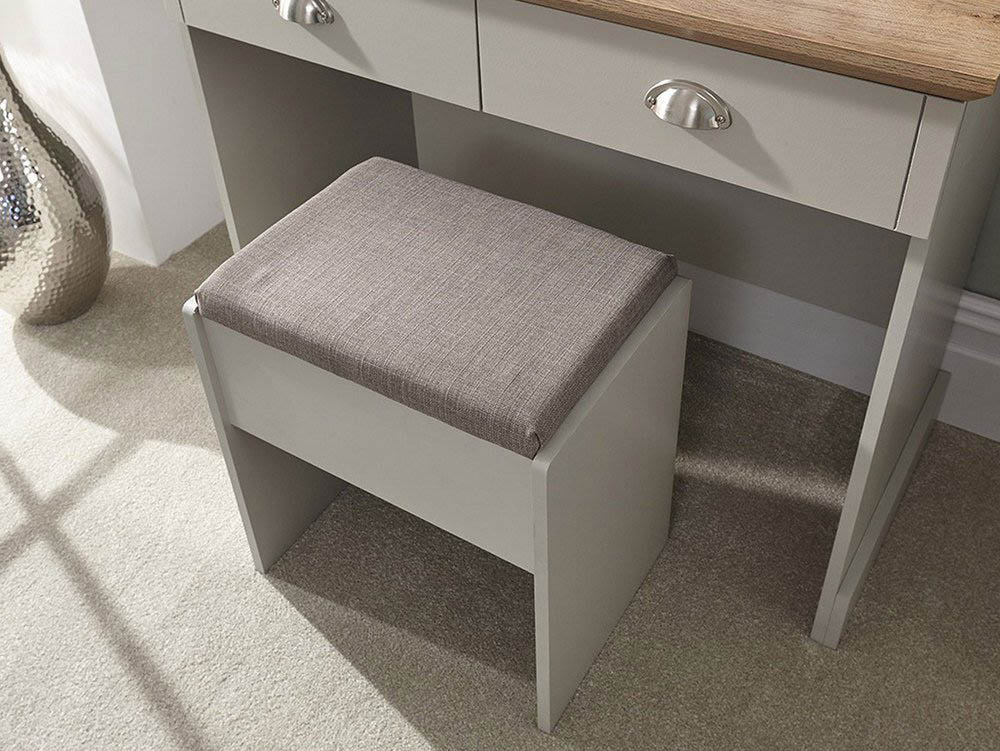 GFW GFW Kendal Light Grey and Oak Dressing Table and Stool (Flat Packed)