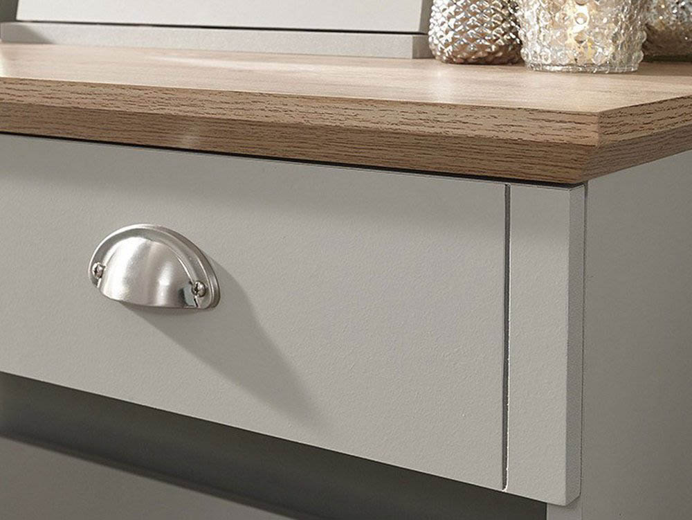 GFW GFW Kendal Light Grey and Oak Dressing Table and Stool (Flat Packed)