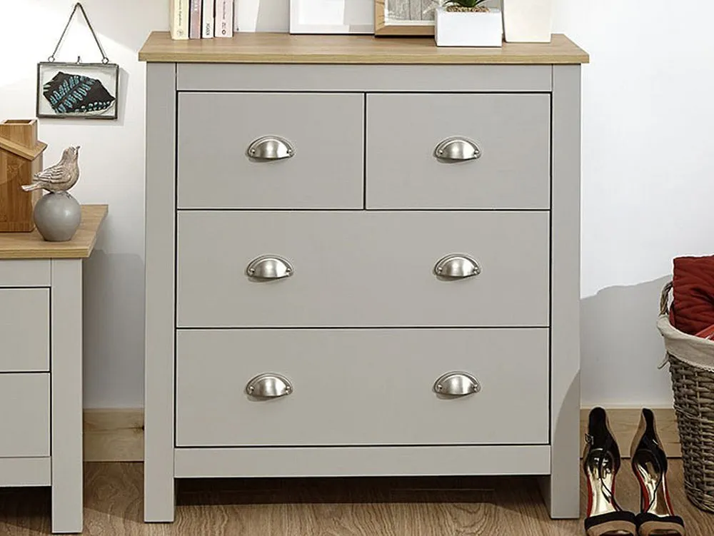 GFW GFW Lancaster Grey and Oak 2+2 Drawer Chest of Drawers