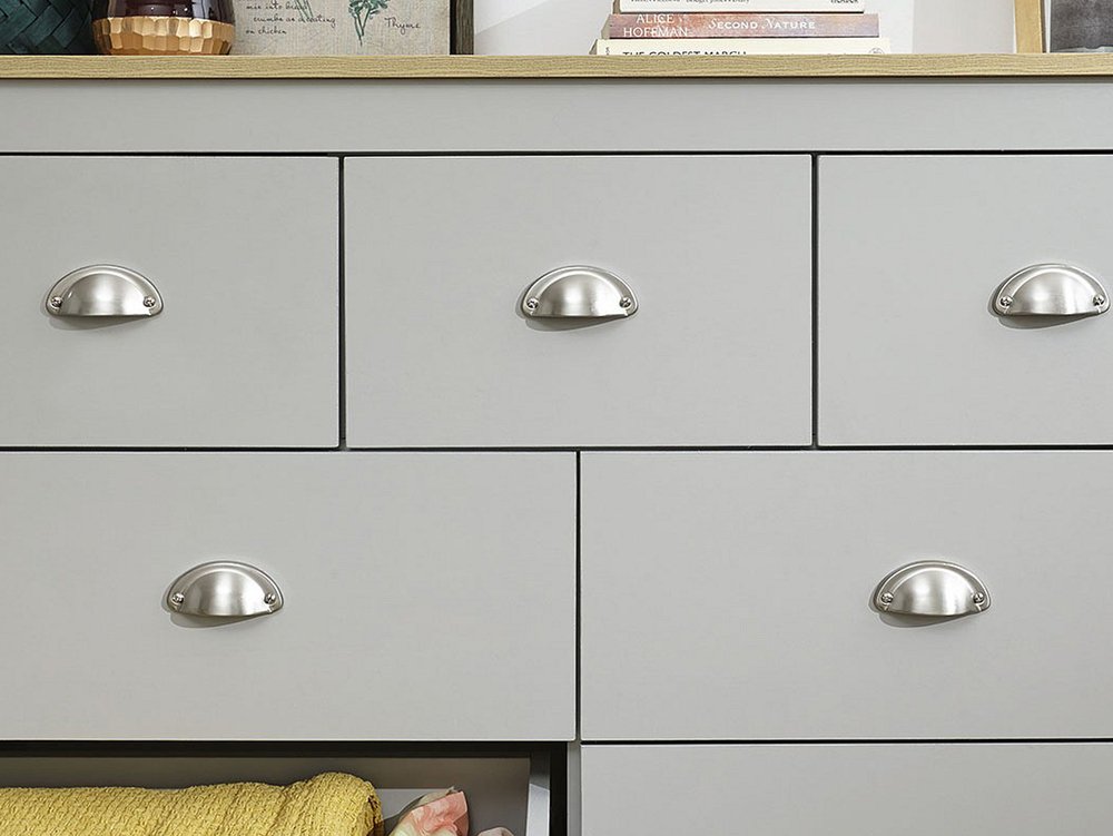 GFW GFW Lancaster Grey and Oak 7 Drawer Merchant Chest of Drawers (Flat Packed)