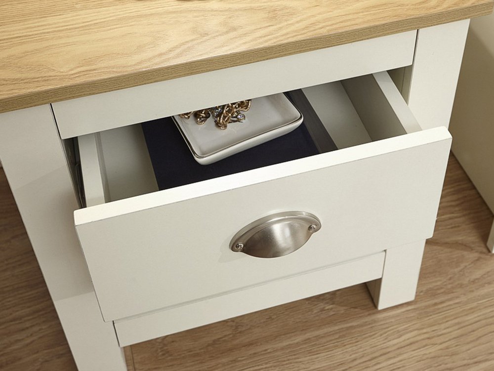 GFW GFW Lancaster Cream and Oak 2 Drawer Bedside Cabinet (Flat Packed)