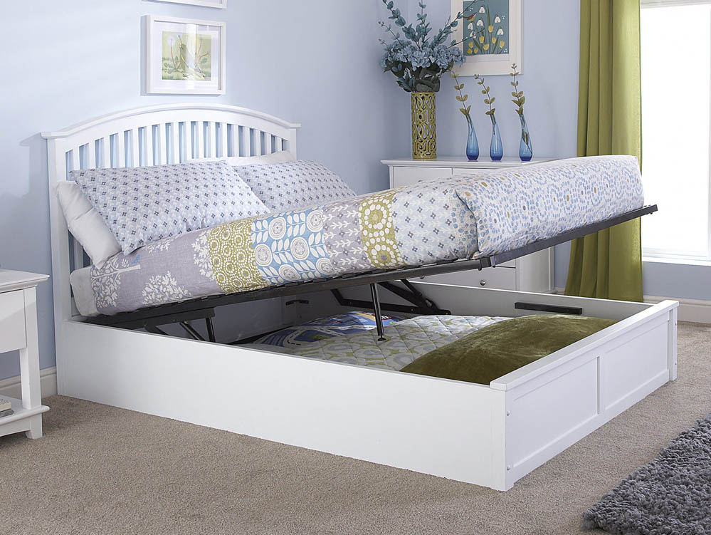 GFW GFW Madrid 4ft6 Double White Wooden Ottoman Bed Frame
