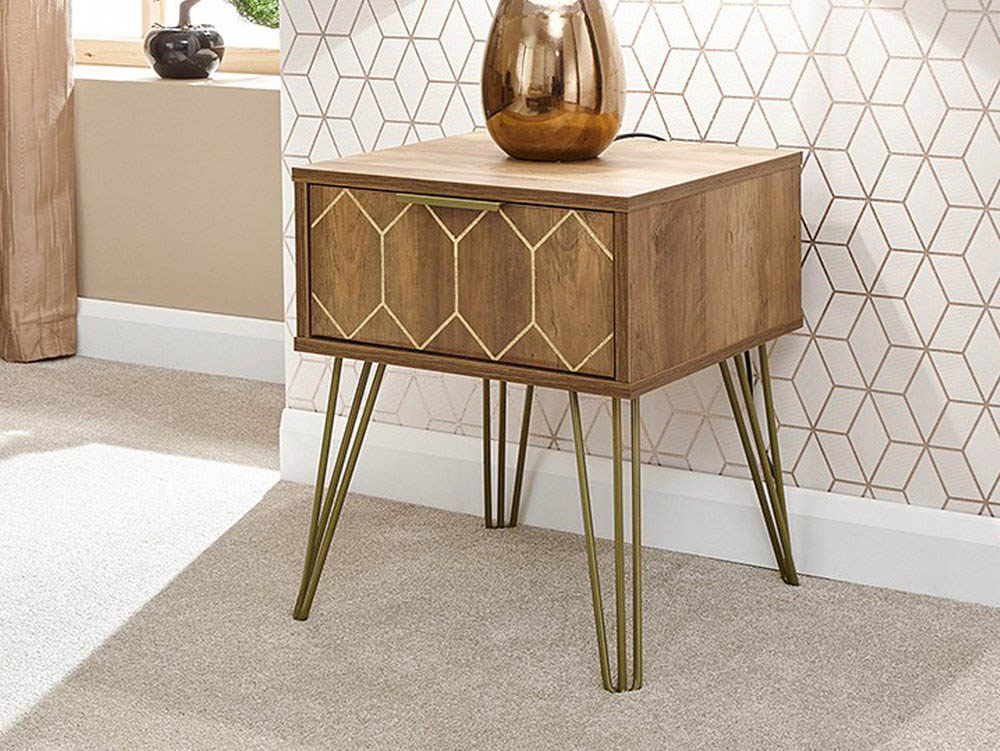 GFW GFW Orleans Mango Effect 1 Drawer Lamp Table (Flat Packed)