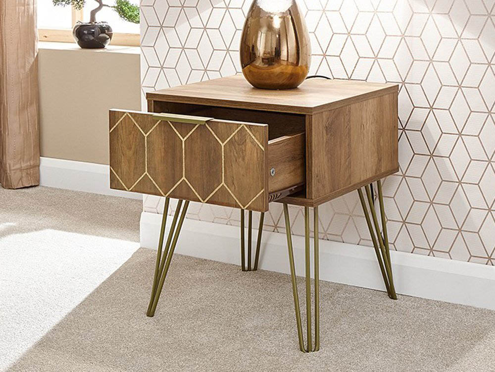 GFW GFW Orleans Mango Effect 1 Drawer Lamp Table (Flat Packed)