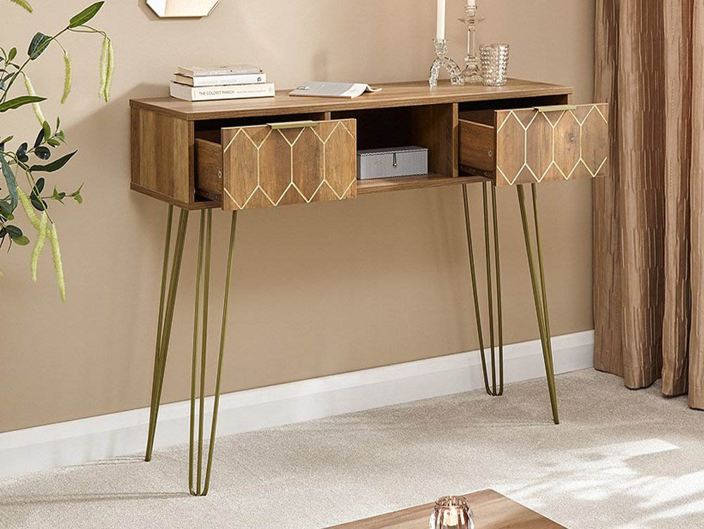 GFW GFW Orleans Mango Effect 2 Drawer Console Table (Flat Packed)