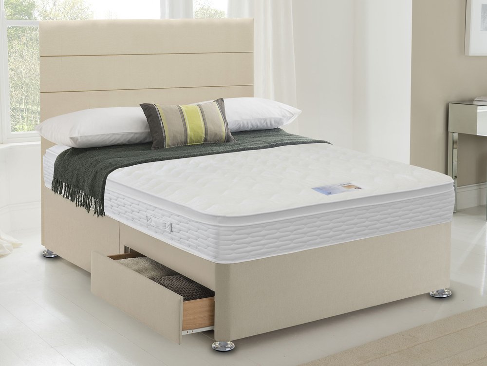 Highgrove Highgrove Aspen Memory Pocket 1500 4ft6 Double Mattress with Faux Suede Divan Base