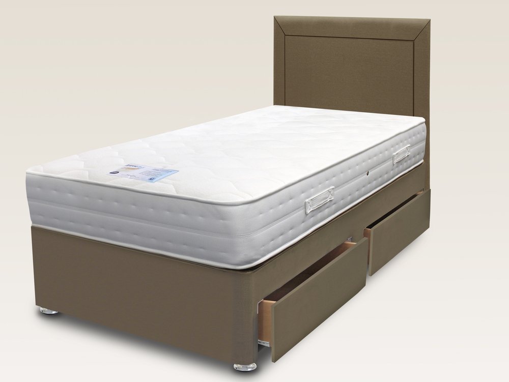 Highgrove Highgrove Dual Season Twin Comfort 2ft6 Small Single Mattress with Faux Suede Divan Base