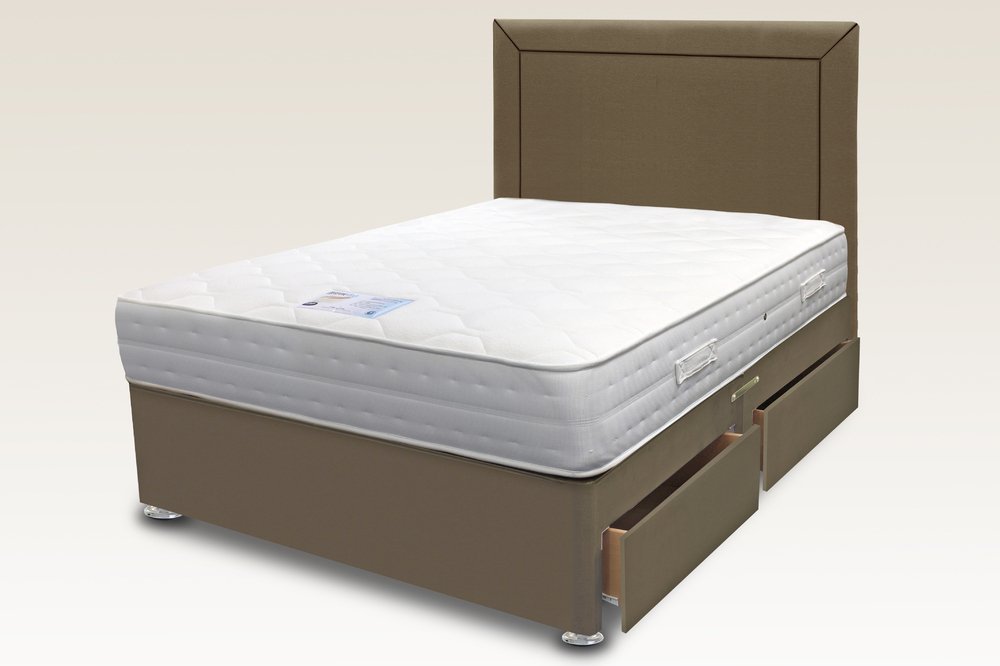 Highgrove Highgrove Dual Season Twin Comfort 6ft Super King Size Mattress with Faux Suede Divan Base