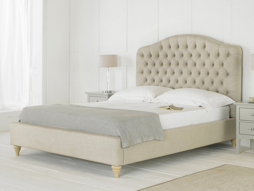 Hyder Living Balm 5ft King Size Beige Upholstered Fabric Bed Frame Archers Sleepcentre Beige Upholstered Fabric Bed Frame, King Fabric Headboard Beds