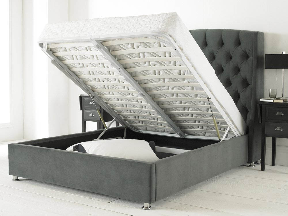 Hyder Hyder Living Buckingham 4ft6 Double Charcoal Upholstered Fabric Ottoman Bed Frame