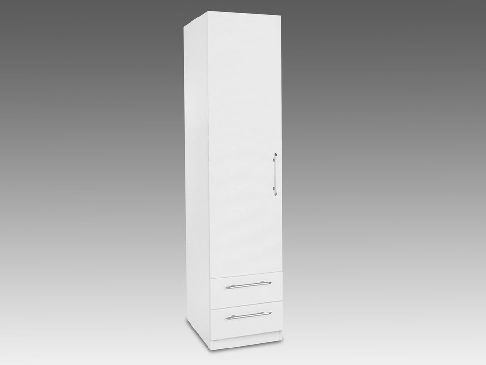 Harmony Harmony Angel White High Gloss 1 Door 2 Drawer Single Wardrobe (Flat Packed)