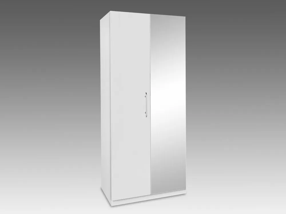 Harmony Harmony Angel White High Gloss 2 Door 1 Mirror Double Wardrobe