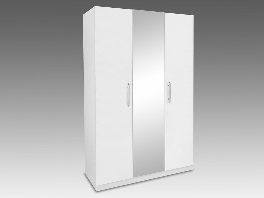 Harmony Harmony Angel White High Gloss 3 Door 1 Mirror Triple Wardrobe (Flat Packed)