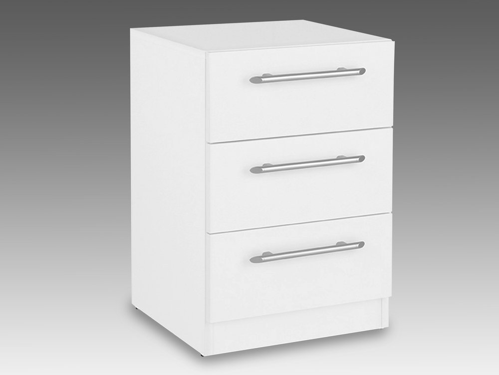 Harmony Harmony Angel White High Gloss 3 Drawer Bedside Cabinet (Flat Packed)