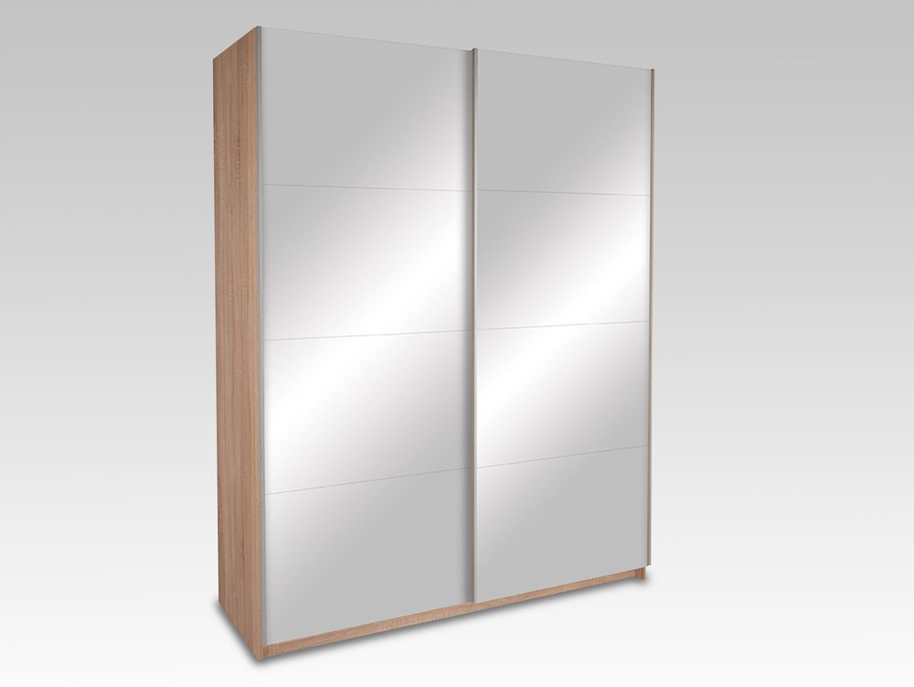 Harmony Harmony Dallas Oak Mirrored Sliding Door Large Double Wardrobe (Flat Packed)