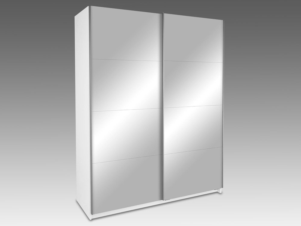 Harmony Harmony Dallas White High Gloss Mirrored Sliding Door Large Double Wardrobe (Flat Packed)