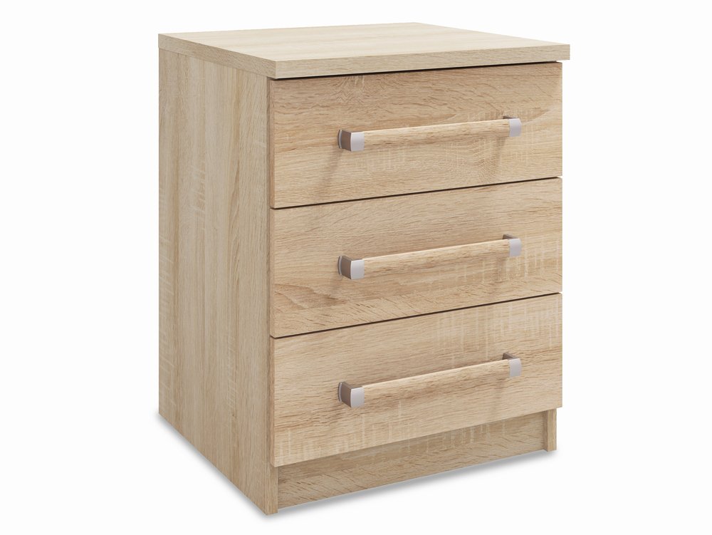 Harmony Harmony Hampton Oak 3 Drawer Bedside Cabinet (Flat Packed)