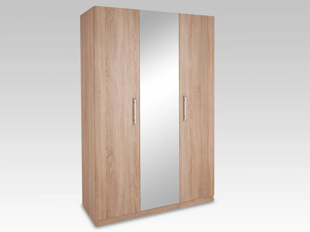 Harmony Harmony Holborn Oak 3 Door 1 Mirror Triple Wardrobe