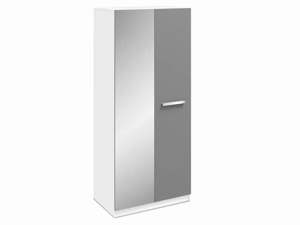 Harmony Harmony Moritz Grey High Gloss and White 2 Door 1 Mirror Double Wardrobe