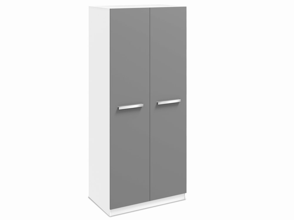 Harmony Harmony Moritz Grey High Gloss and White 2 Door Double Wardrobe (Flat Packed)