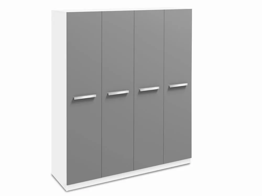 Harmony Harmony Moritz Grey High Gloss and White 4 Door Large Wardrobe