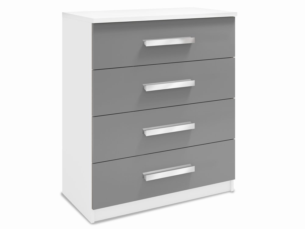 Harmony Harmony Moritz Grey High Gloss and White 4 Drawer Chest of Drawers (Flat Packed)