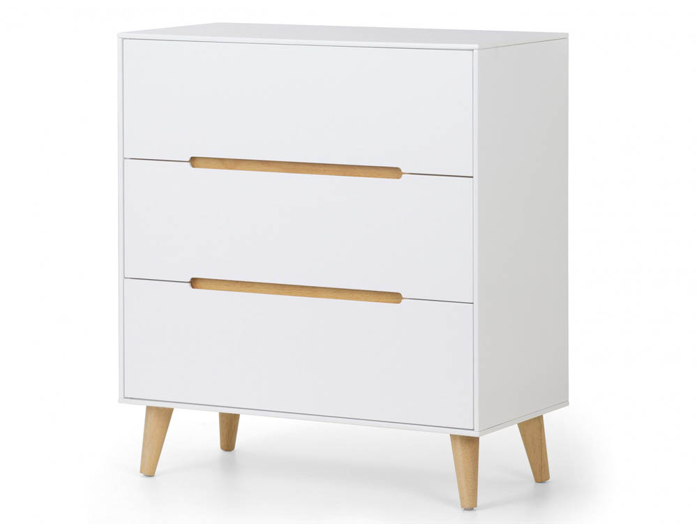 Julian Bowen Julian Bowen Alicia White and Oak 3 Drawer Low Chest of Drawers (Flat Packed)