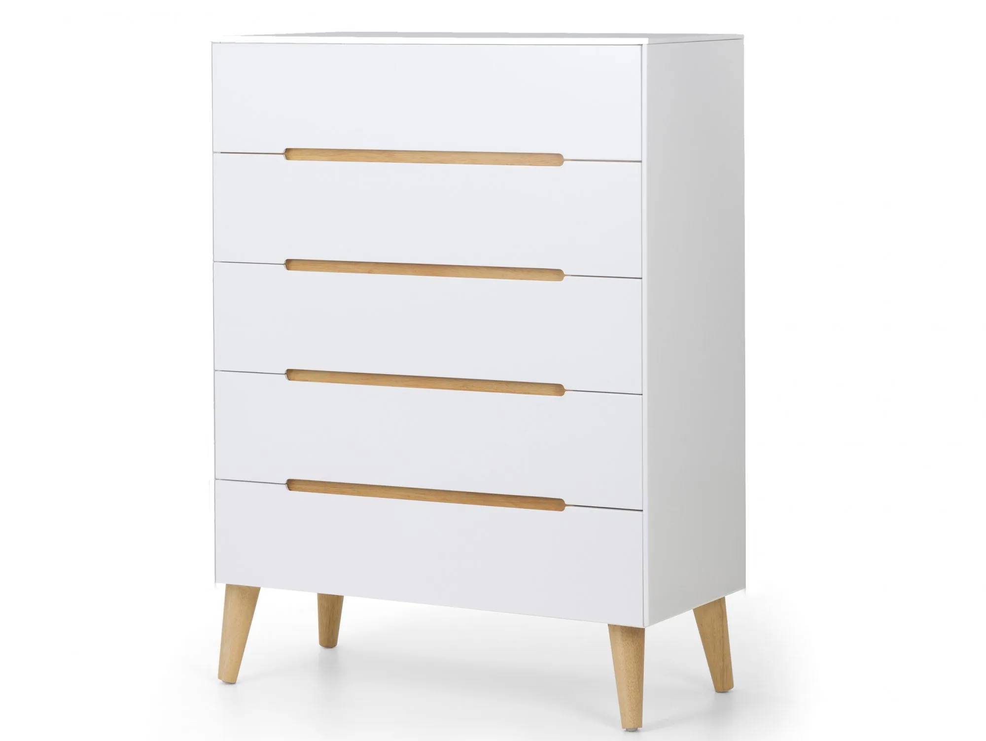 Julian Bowen Julian Bowen Alicia White and Oak 5 Drawer Chest of Drawers