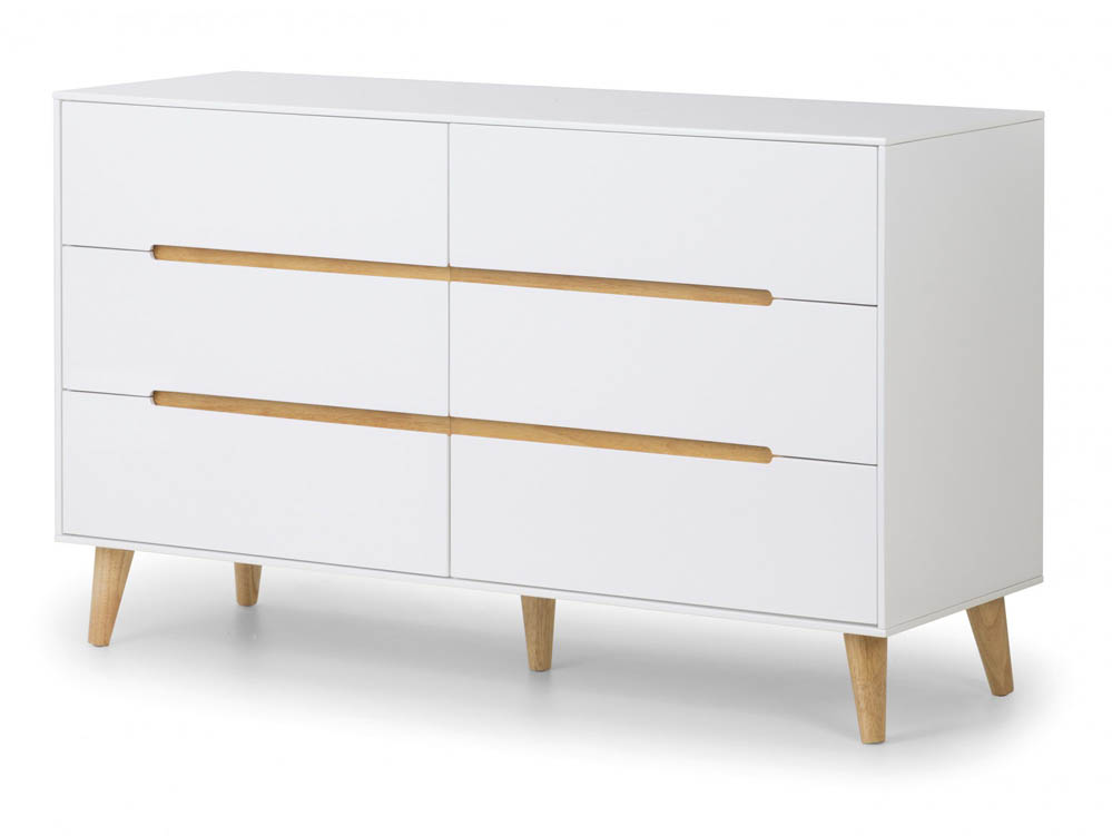 Julian Bowen Julian Bowen Alicia White and Oak 6 Drawer Chest of Drawers (Flat Packed)