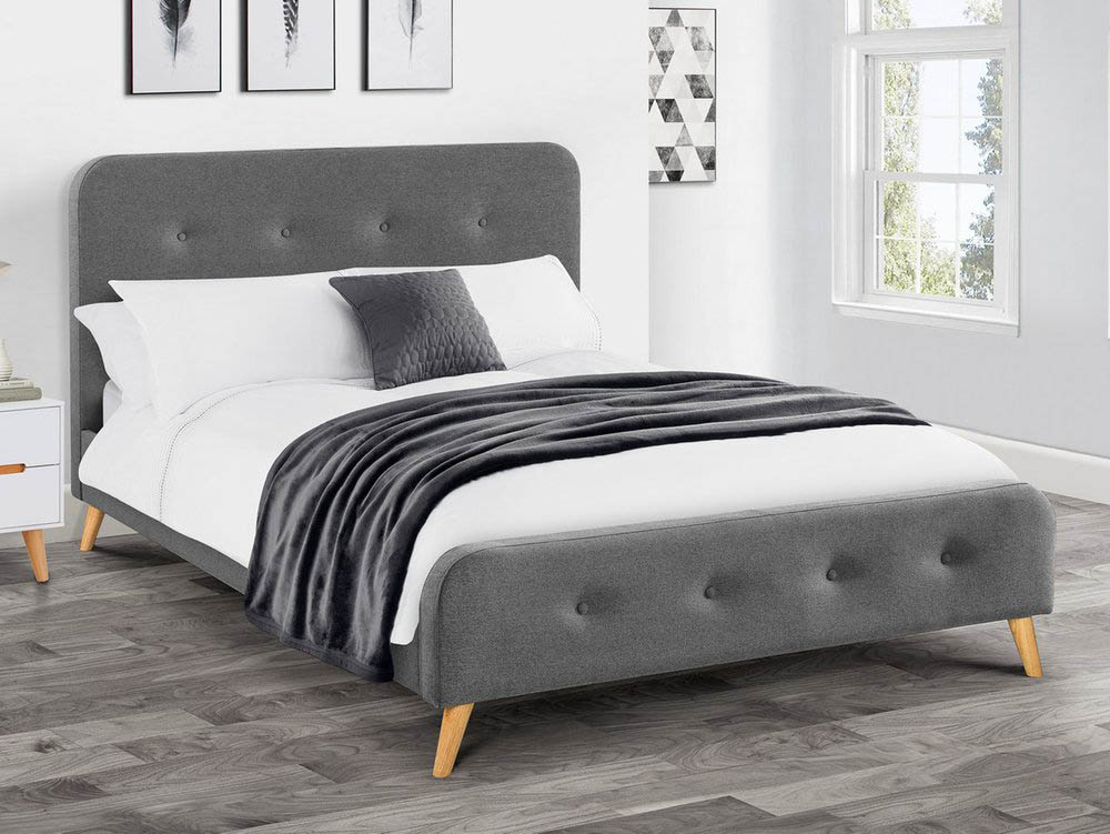 Julian Bowen Astrid 5ft King Size Grey, Fabric And Wood King Bed Frame