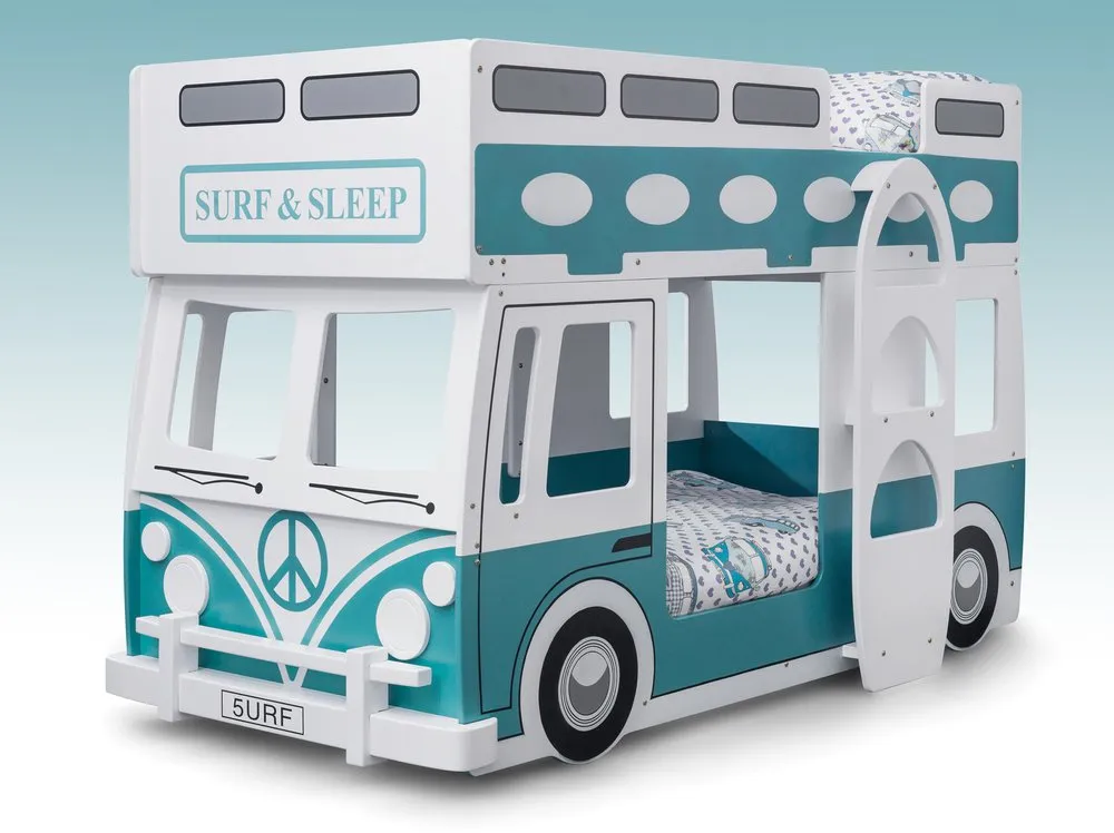 Julian Bowen Julian Bowen Campervan White and Green Wooden Bunk Bed Frame