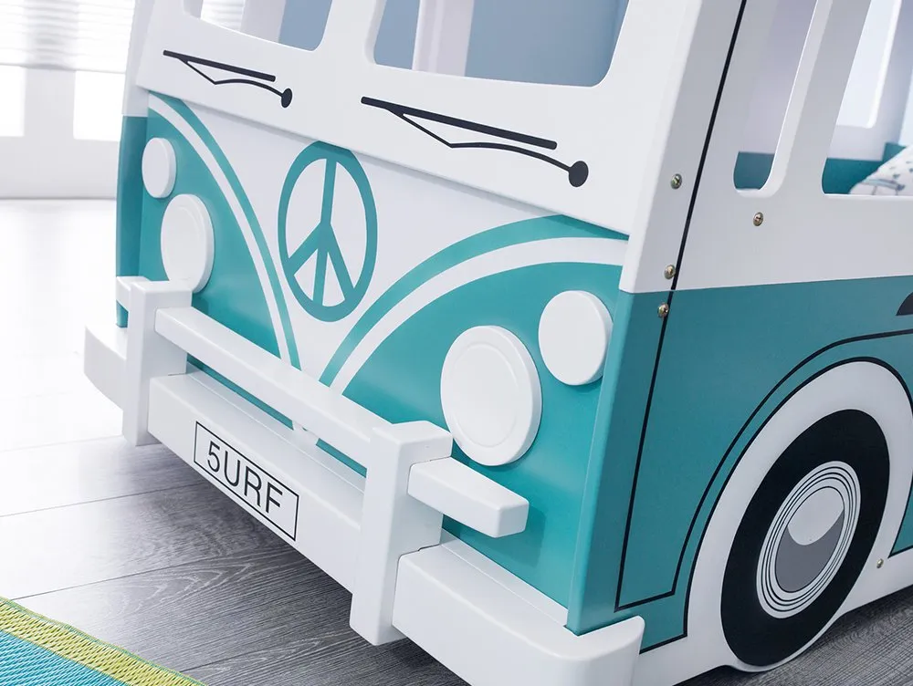Julian Bowen Julian Bowen Campervan White and Green Wooden Bunk Bed Frame