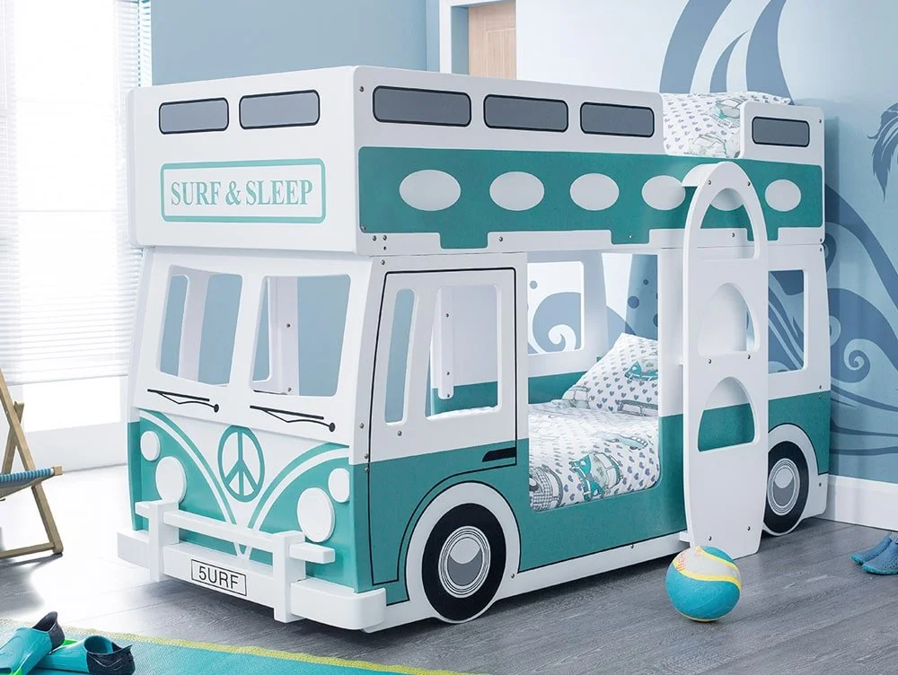 Julian Bowen Julian Bowen Campervan White and Green Wooden Bunk Bed Frame