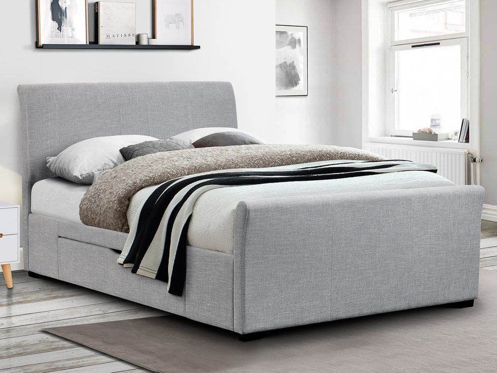 Julian Bowen Julian Bowen Capri 5ft King Size Light Grey Upholstered Fabric 2 Drawer Bed Frame