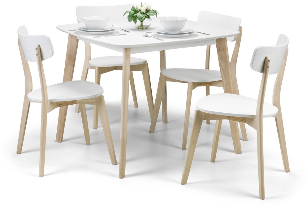 Julian Bowen Julian Bowen Casa 90cm Square White and Limed Oak Dining Table and 4 Chairs Set