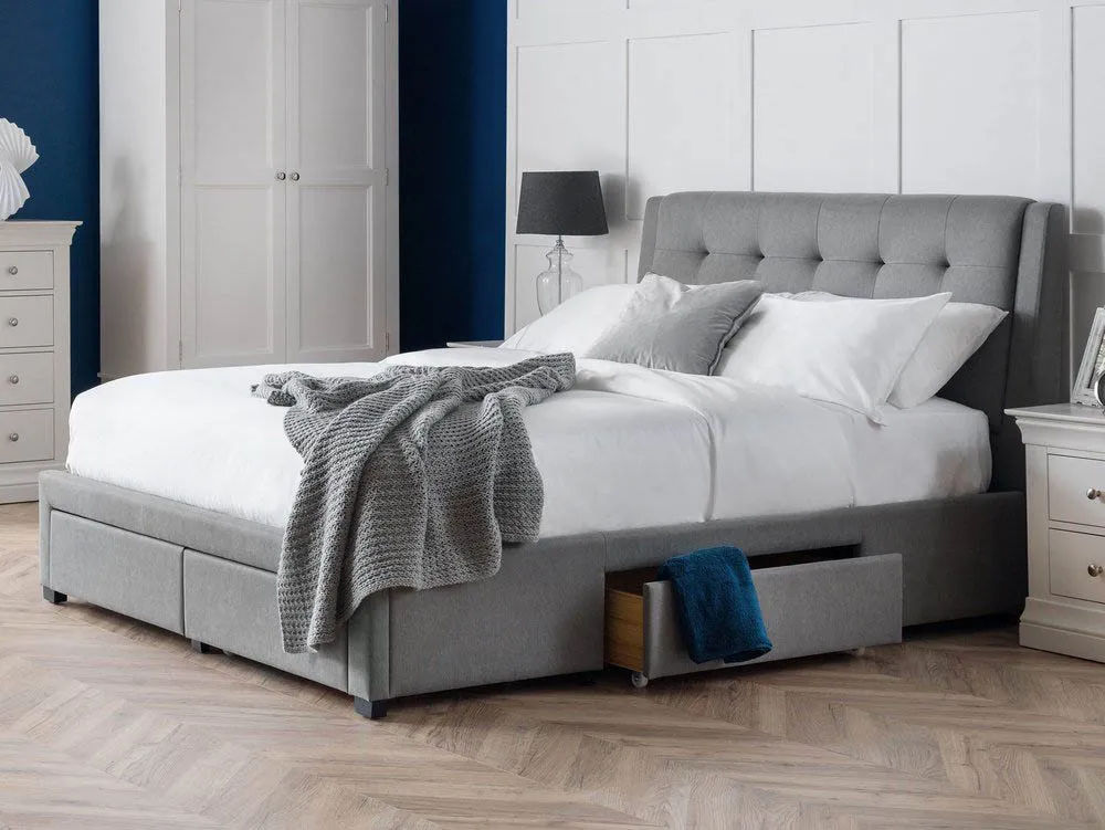 Julian Bowen Julian Bowen Fullerton Grey Fabric 4 Drawer Storage Bed Frame