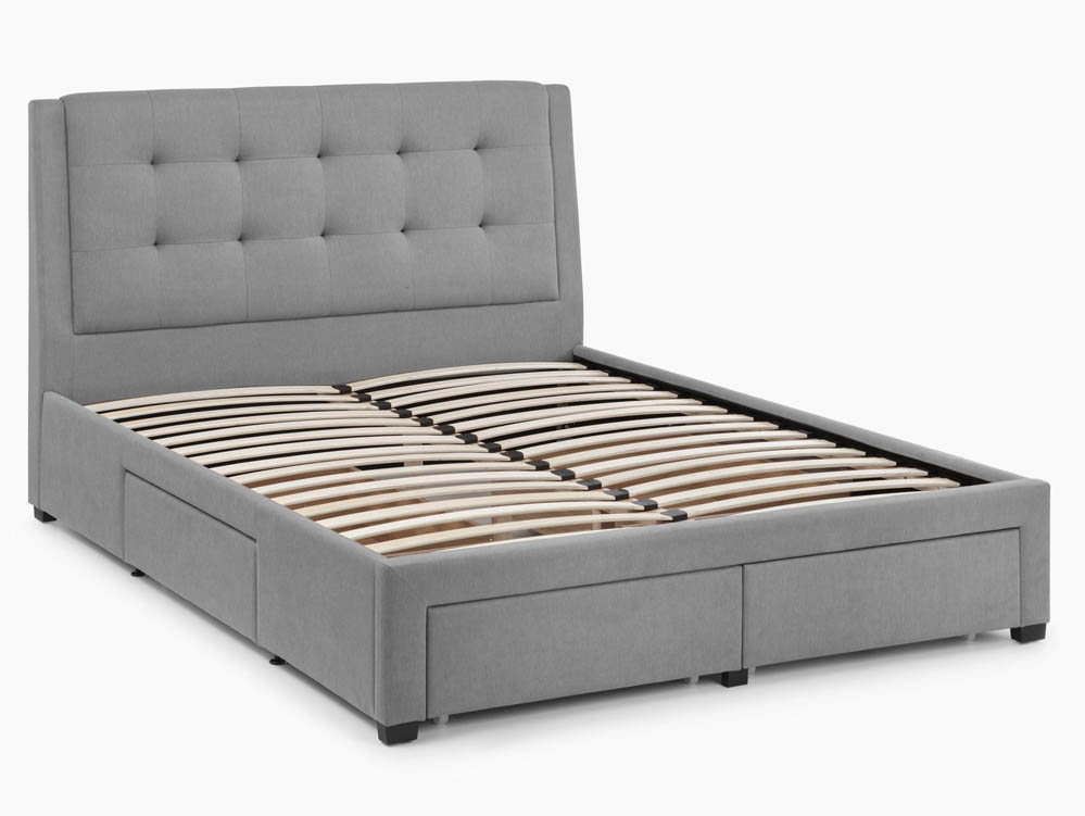 Julian Bowen Julian Bowen Fullerton 5ft King Size Grey Upholstered Fabric 4 Drawer Bed Frame