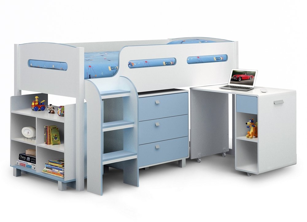 Julian Bowen Julian Bowen Kimbo 3ft Single Blue and White Mid Sleeper Bed Frame